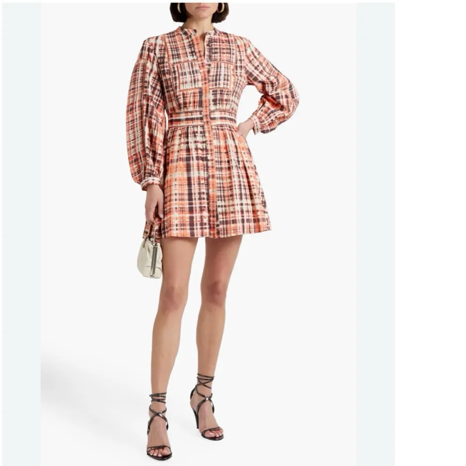 NWT Joie Charmese pintucked cotton-gauze mini shirt dress - Image 5