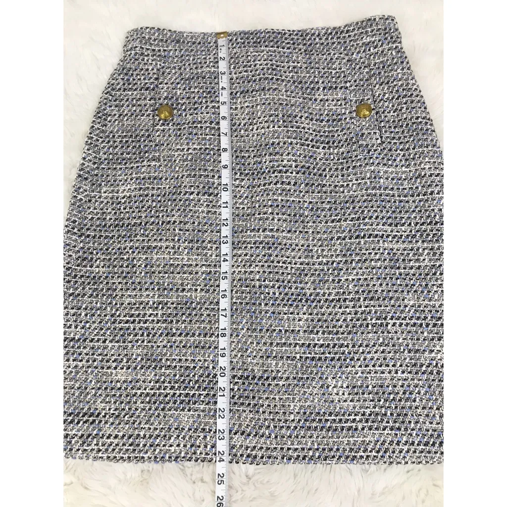 New J CREW Speckled Tweed‎ A-Line Midi Pencil Skirt Neutral Cream Gray Size 12 - Image 13