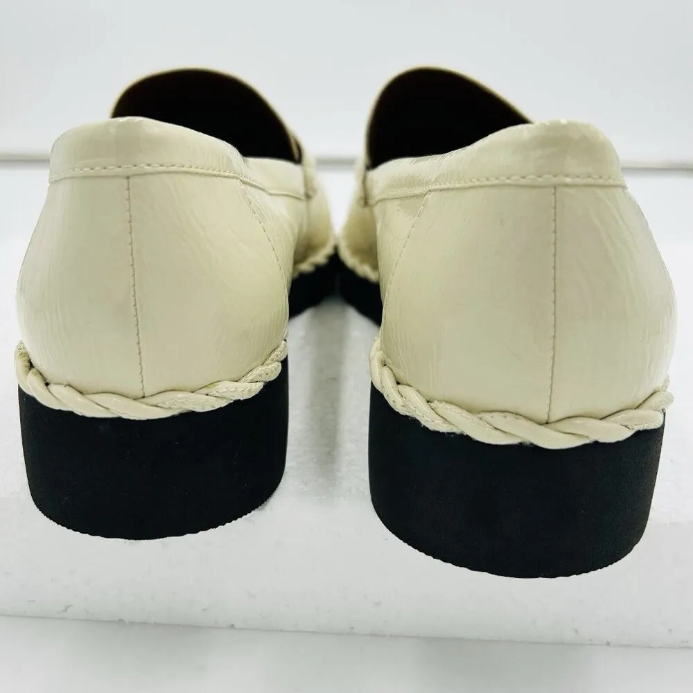 Franco Sarto Carolynn Womens Sz 8.5 Lug Sole Tassel Patent Leather Loafers Ivory - Image 9
