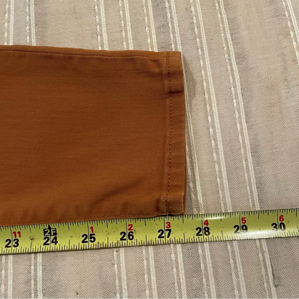 9" Mid Rise Skinny Jeans: Garment Dyed Button Front Burnt Sienna 25 - Image 13