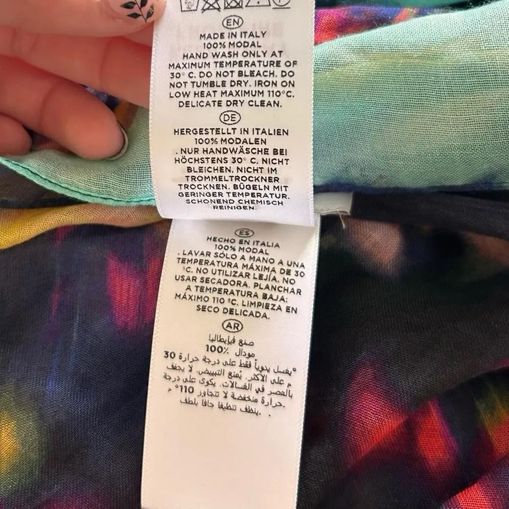 Hobbs London one size 100% modal soft multi color tie dye abstract scarf Red - Image 7