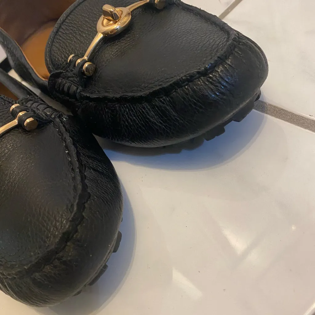 Coach Arlene turn lock driving moccasins shoes loafers black pebbled leather 10 - Image 4