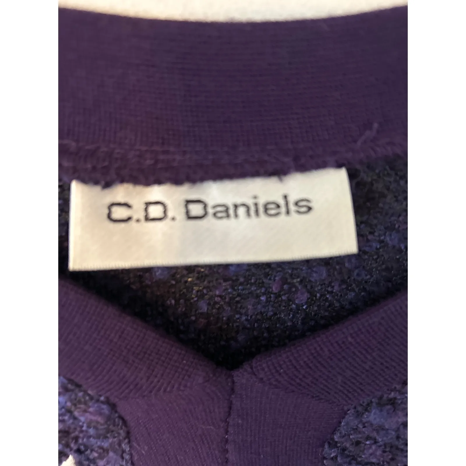 C.D. Daniels Embroidered Floral Cardigan Sweater Purple Boucle Knit pullover 2x - Image 3