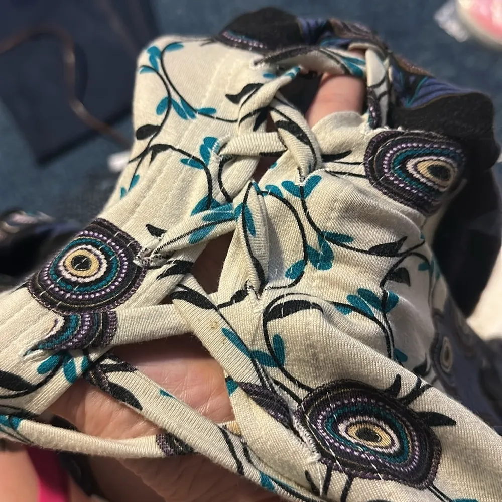 Casting Elegant Blue and White Patterned top tunic Dress lacing front and back s - Image 7