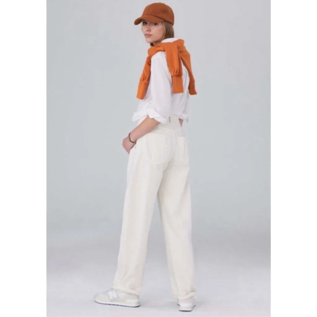 Pilcro Anthropologie The Breaker Pants Cream Boho Retro Barrel Leg 25 (28x26) - Image 2