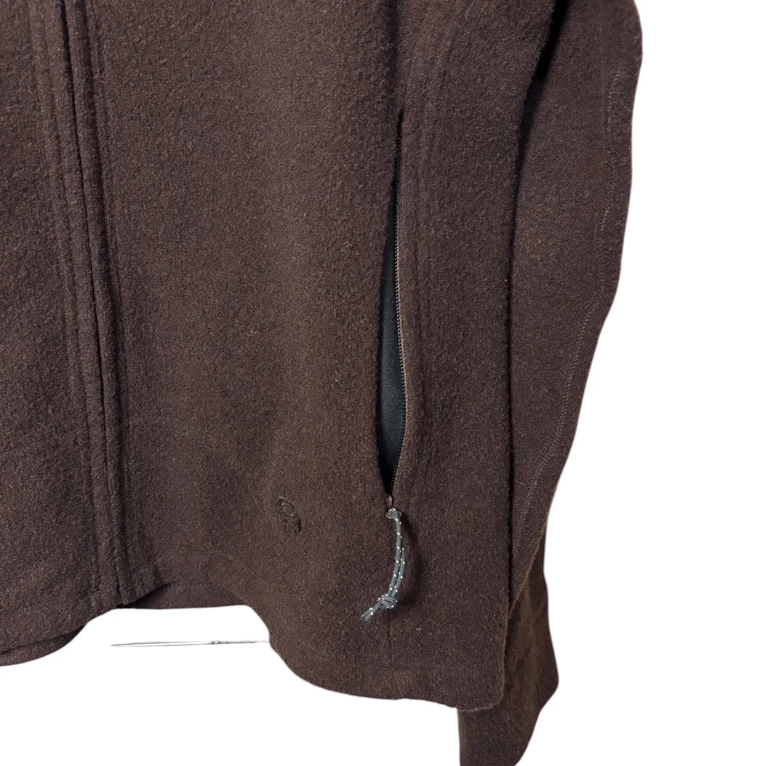 Mountain Hardwear Brown Wool Fleece Jacket Women's L Full Zip Sherpa Lined Hike - Image 4