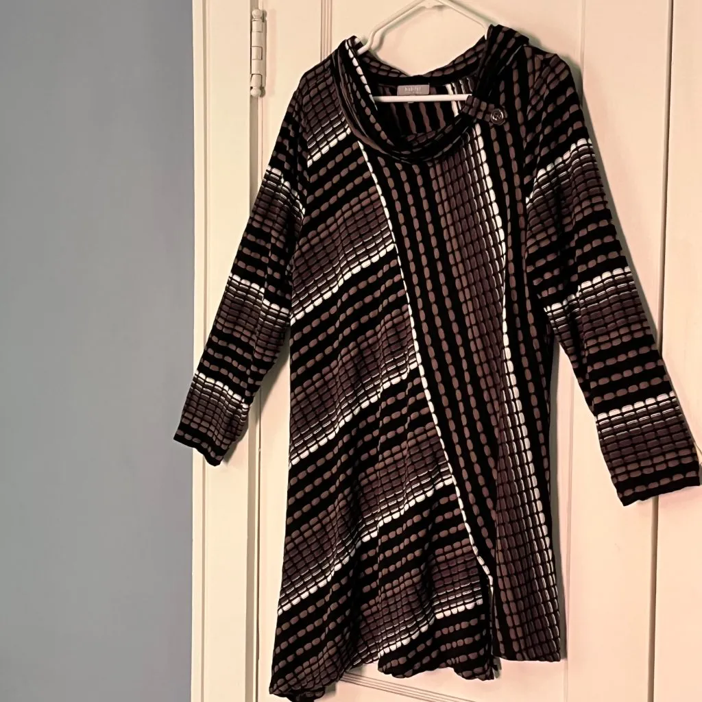 Habitat clothes to live in 3/4 sleeve asymmetric cowl neck tunic blouse medium - Image 2