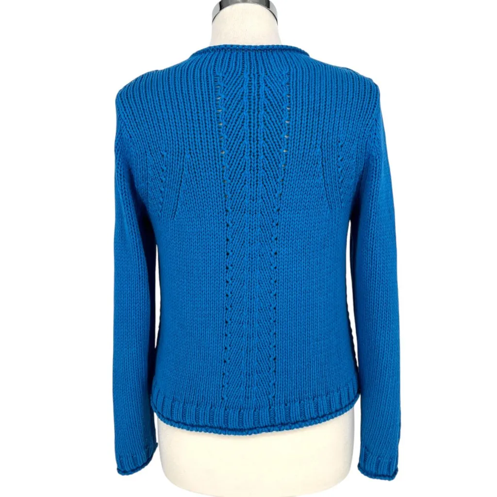 Poetry Cotton Tape High-Neck Sweater Soft Peacock Blue Size 6 - Image 2