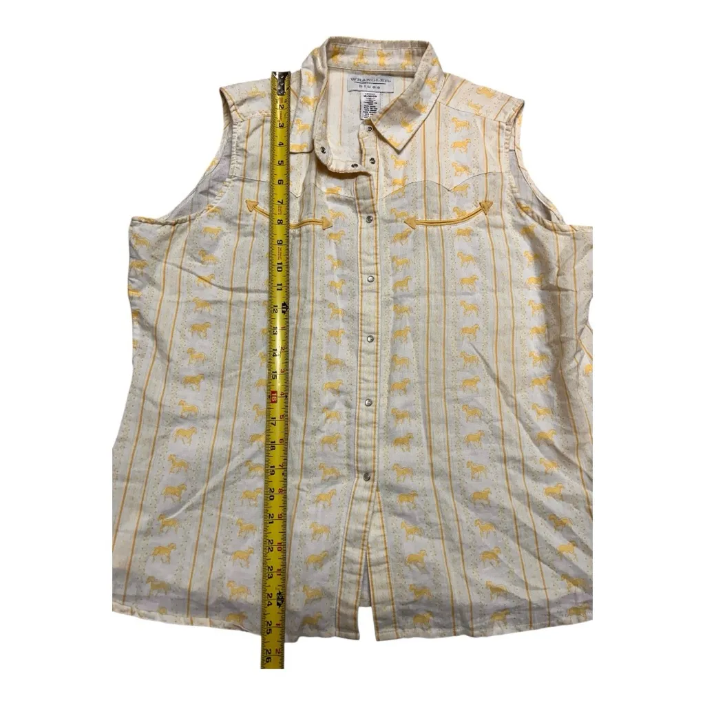Wrangler Blues yellow horse print Western snap up tank L/XL - Image 5