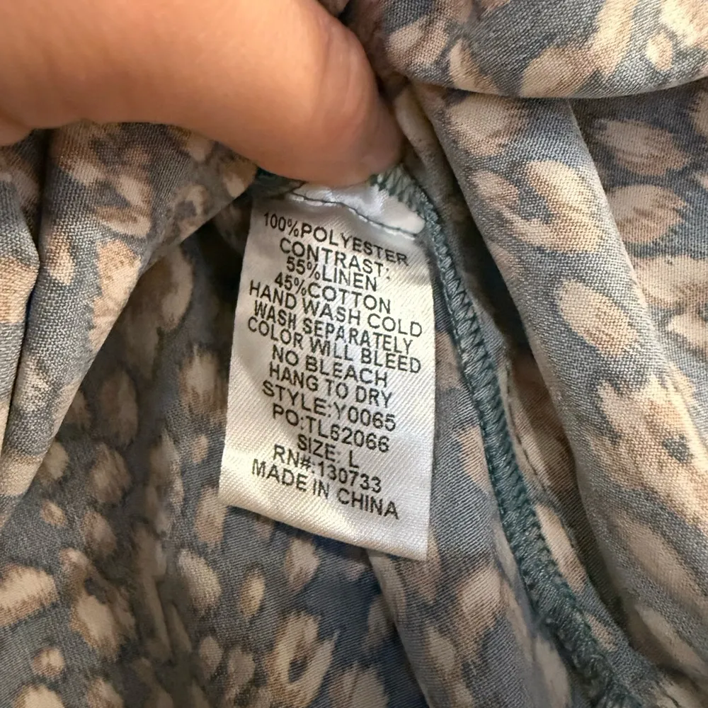 Umgee Leopard Print Mini Skirt Blue Linen Blend Size Large - Image 8