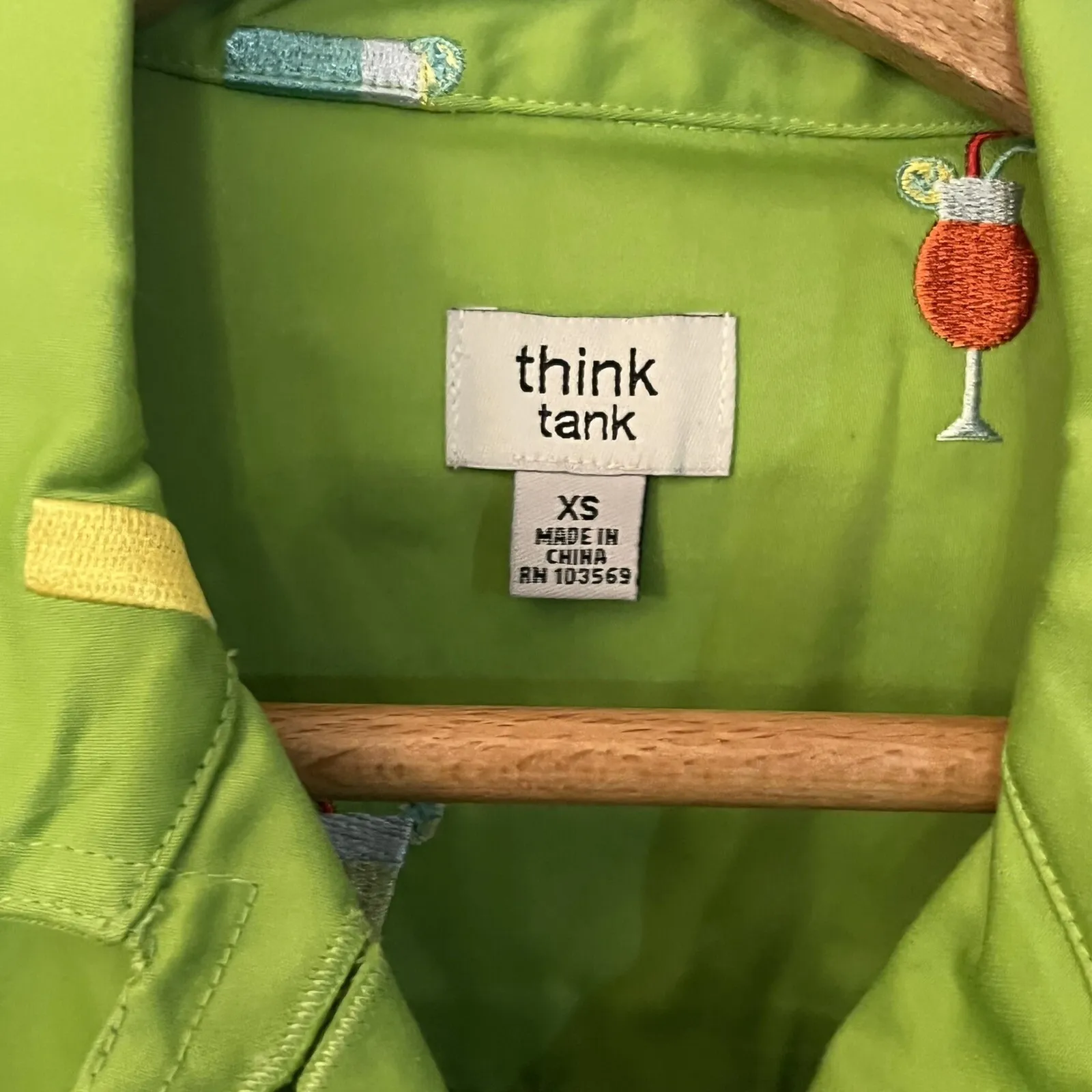 Think Tank Women's Button Down Jean Jacket Size XS Lime Green Cocktail Vacation - Image 4
