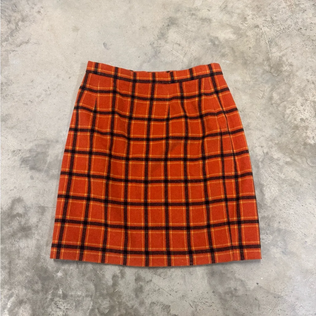 Chaus Sport 80’s Orange Plaid Skirt Size 10 - Image 2