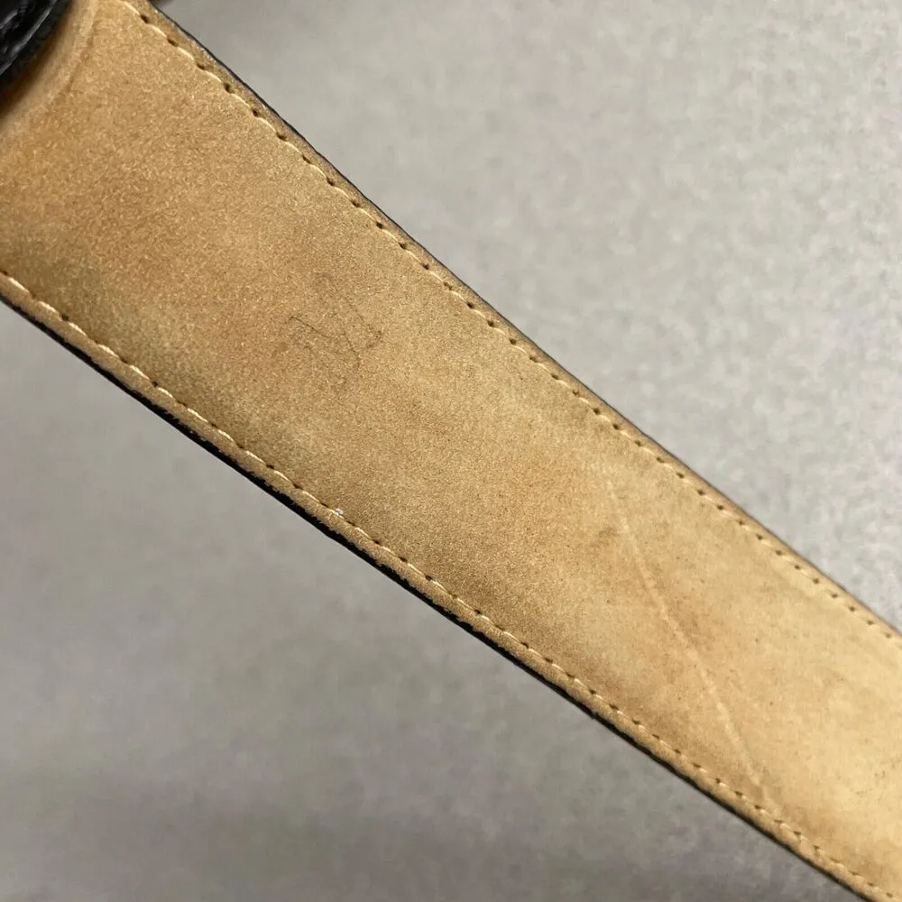 WCM New York Womens Leather Belt Medium Gold Toned Embossed Italian Dress USA Black - Image 8