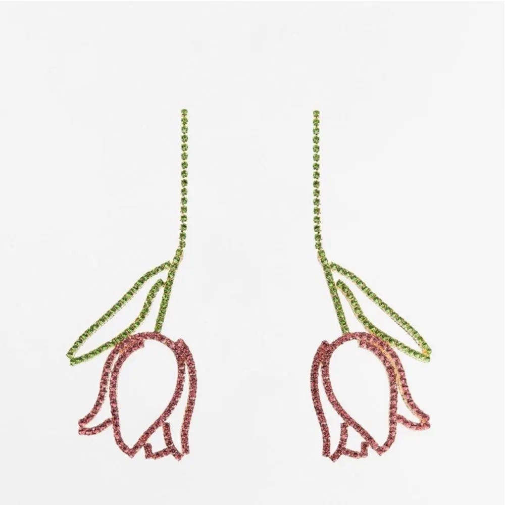 New! Zara Rhinestone Tulip Earrings - Image 2