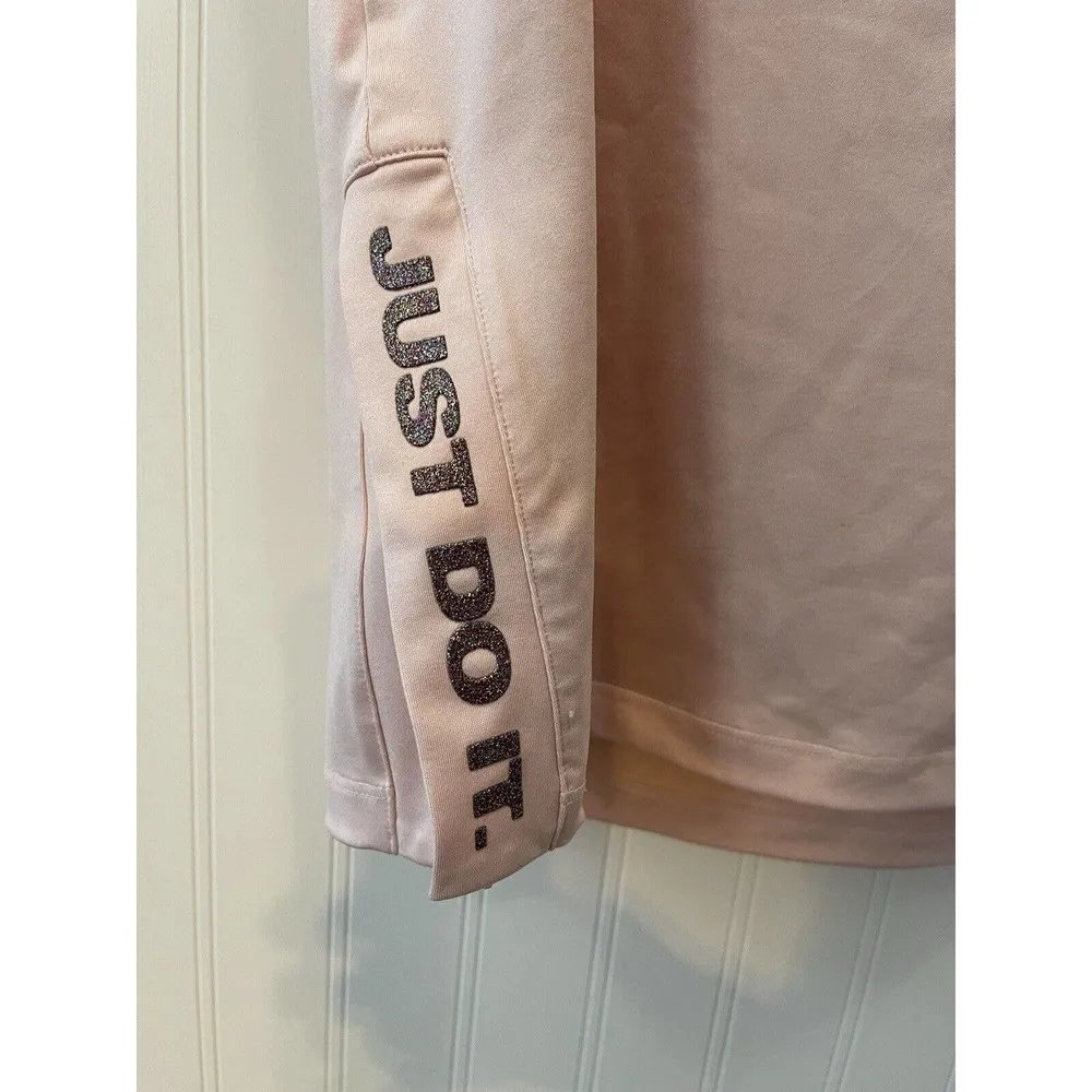 NIKE “Just Do It” Womens Size Small Pink Dri-Fit Tank Top glitter Spell out - Image 3