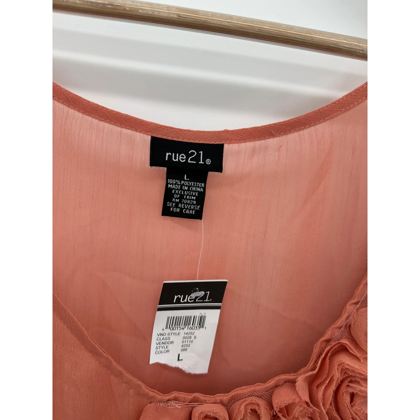 Rue 21 Womens Y2K Sheer Babydoll Tank Size L NWT Rose Feminine Ruffle Coquette - Image 6