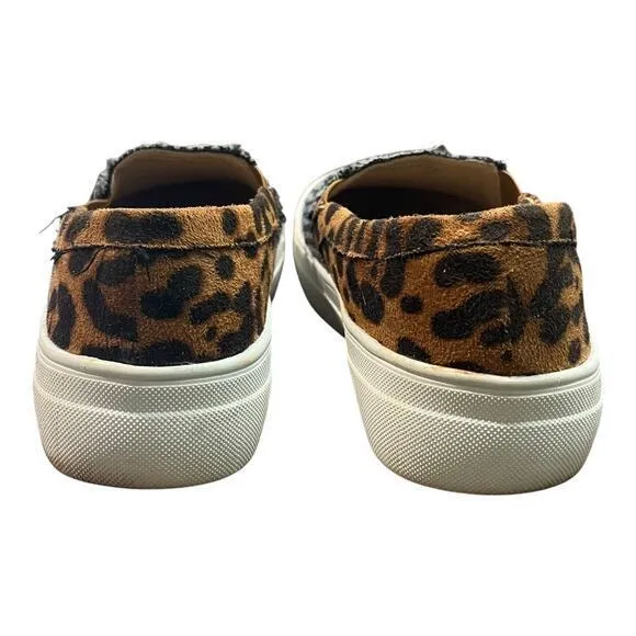 Mata‎ Animal Print Plaid Raw Edge Slip On Platform Shoes Women Size 7.5 Gray - Image 3
