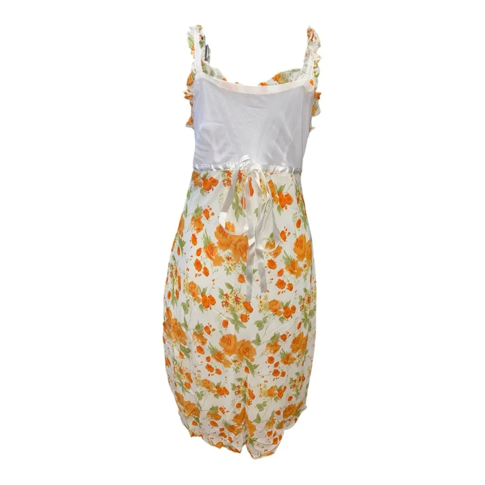 Floral Maxi Dress with Orange Blossoms - Image 2