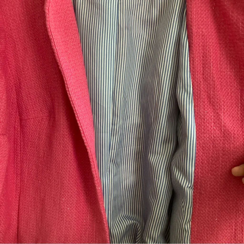 Talbots Flare Sleeve Tweed Open Front Jacket 18W Pink - Image 5