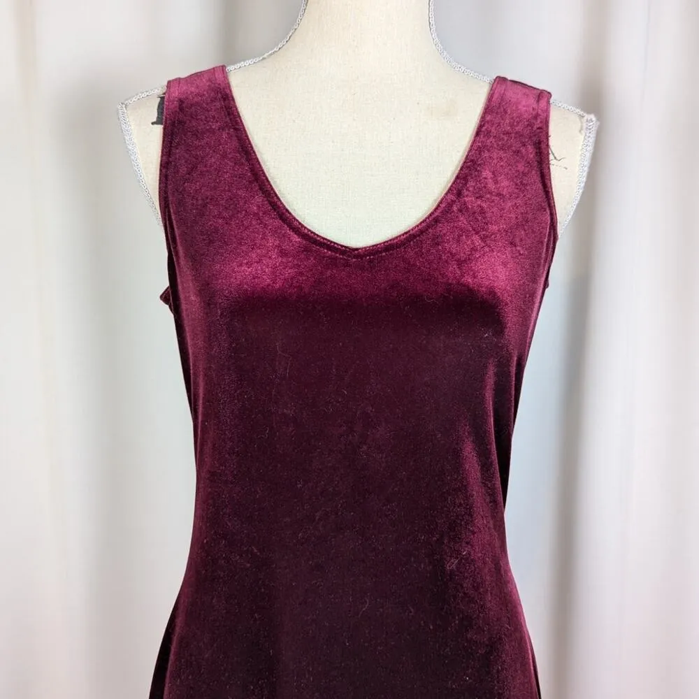 Y2K Vintage Velvet Sleeveless Midi Dress Kathie Lee Maroon Size M Red Size M - Image 7