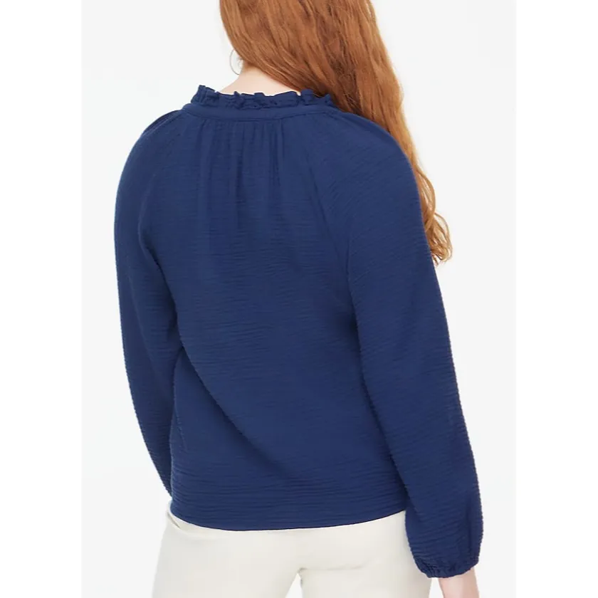 NWT J. Crew Long-sleeve Gauze Tie-neck Top Blouse Antique Navy - Image 6