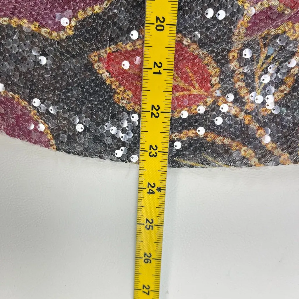 NWOT Farm Rio Shiny Chita Tulle Sequins Floral Multicolor Blouse Size M - Image 15