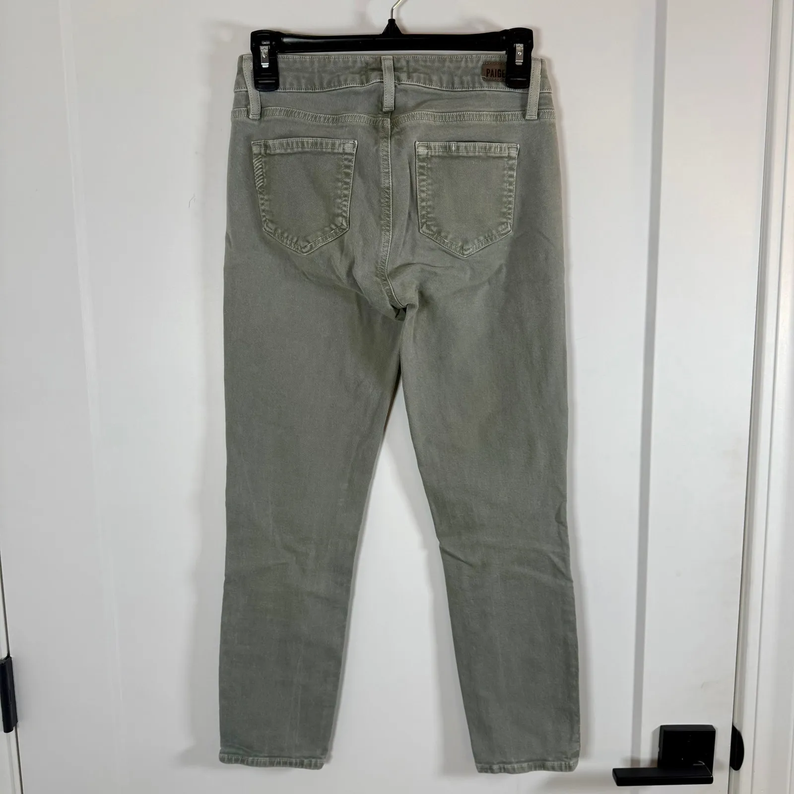 Paige Skyline Skinny Crop Jeans Grey-Green Sz 26 EUC - Image 2