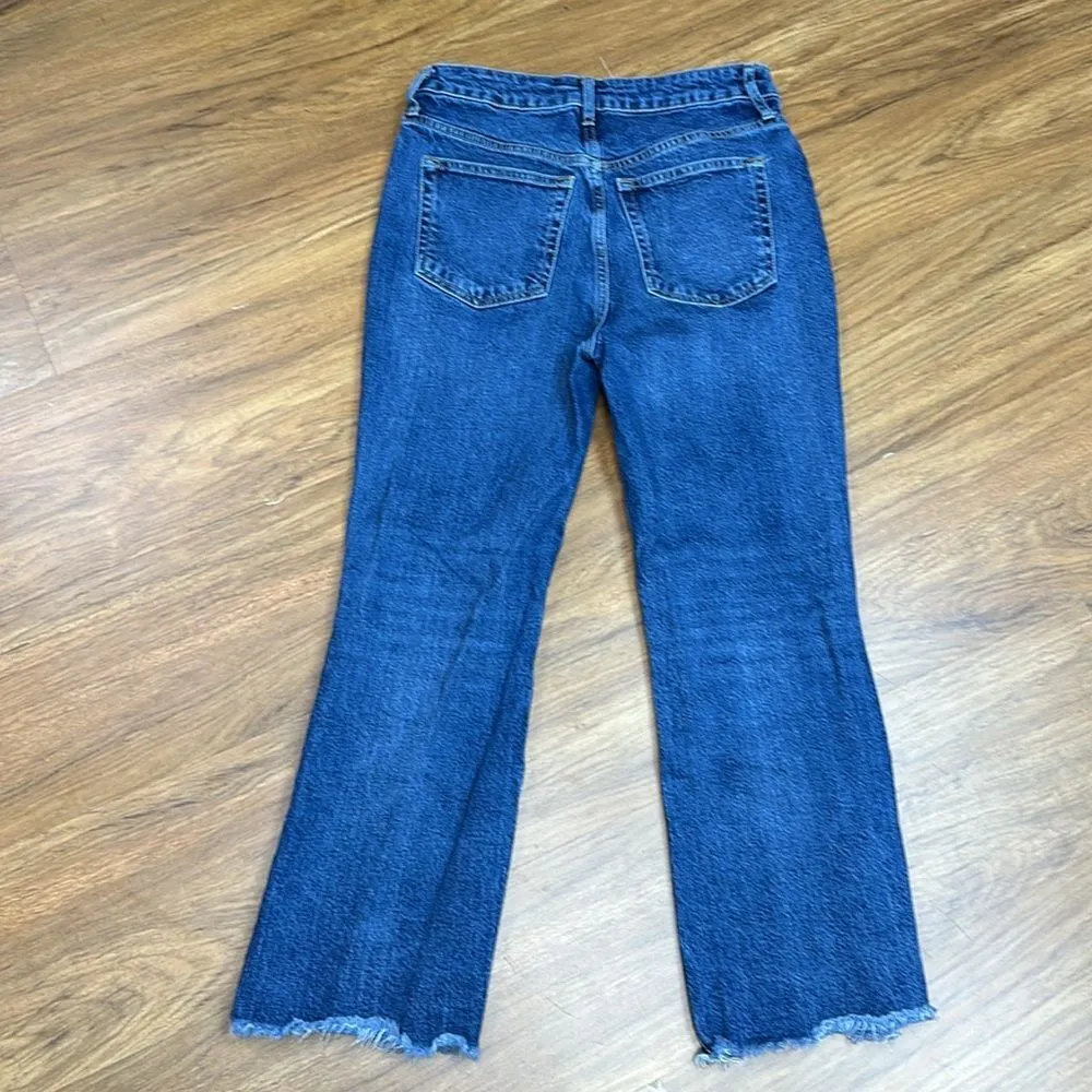 Free People Raw Hem Jeans Blue Denim Mom Straight Leg Hi-Rise Size 28 - Image 4