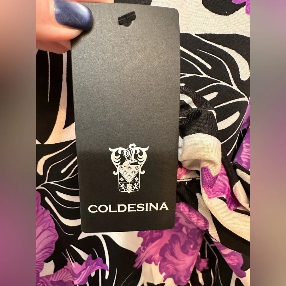 Coldesina floral doman sleeve elastic waist top NWT Purple Size L - Image 4