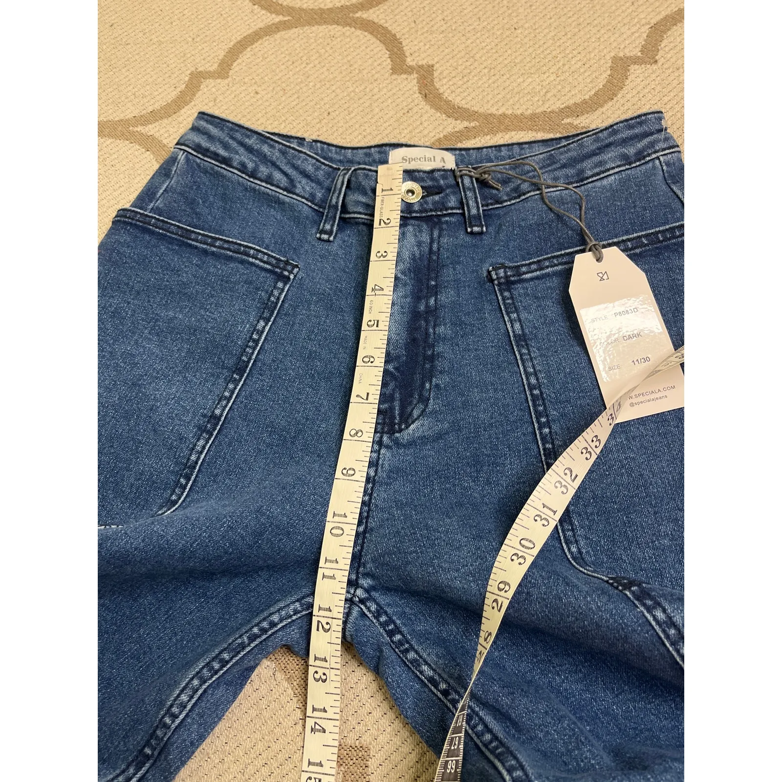 Special A Crop Wide Leg High Rise Baggy Blue Jeans, Size 11/30, style: P8083D - Image 10