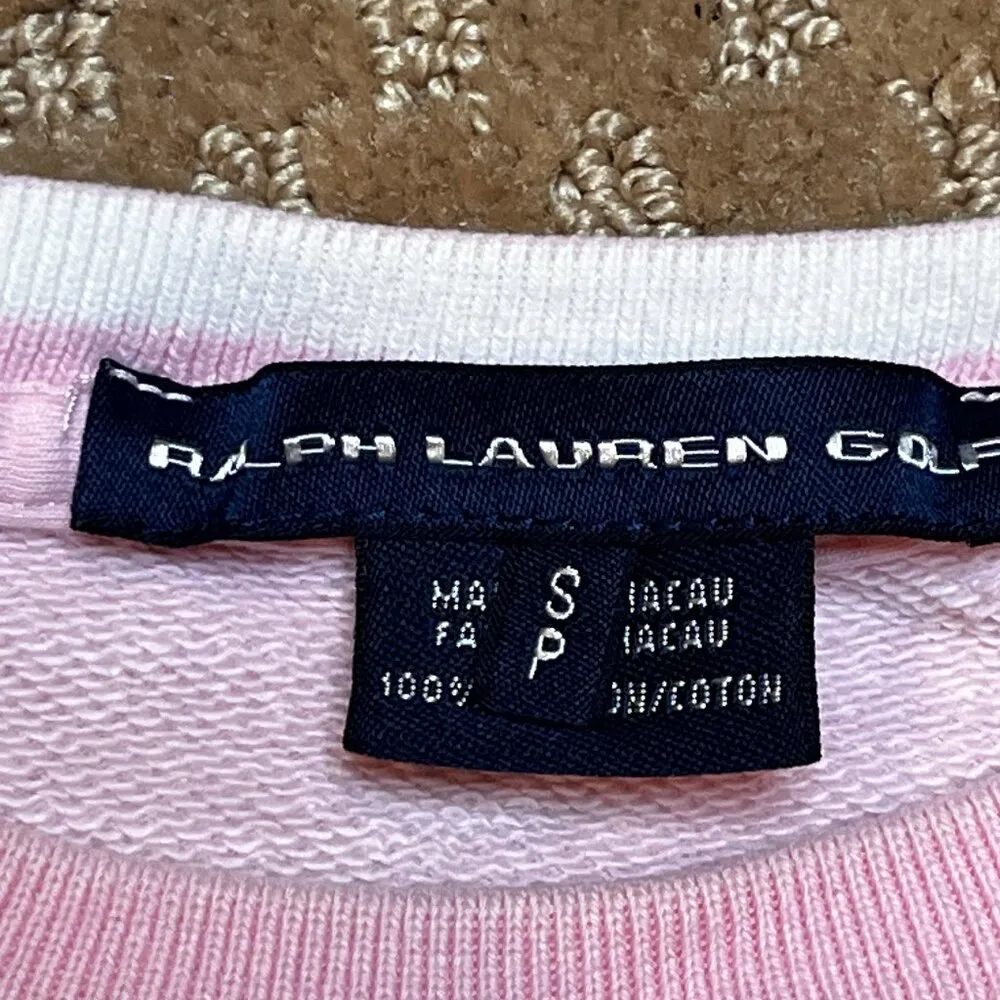 Ralph Lauren Golf Womens Blush Pink Cotton Crew Pullover Sweatshirt SZ SP Pocket - Image 7