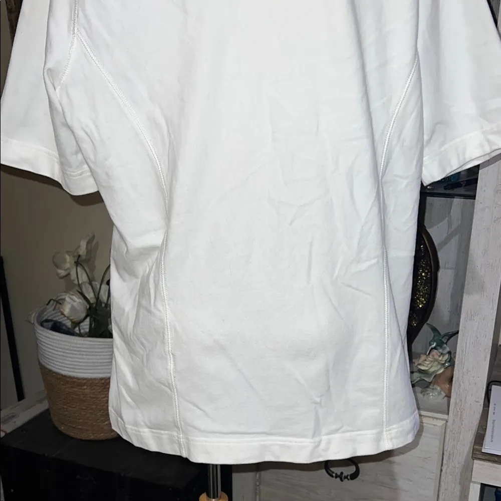White 100% Cotton Swim Coverup with Three-Quarter Sleeves - Image 5