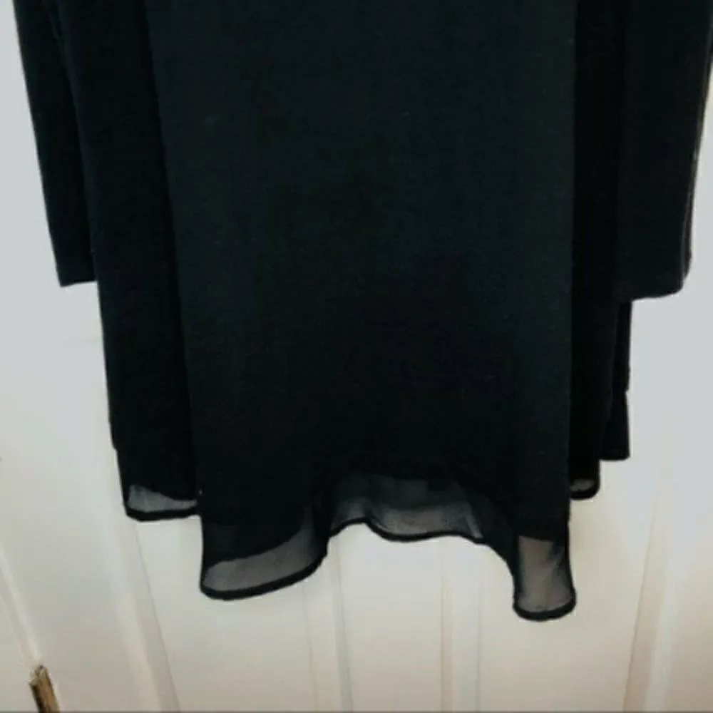 Ya Los Angeles Sweater Swing Button Dress Black M - Image 4