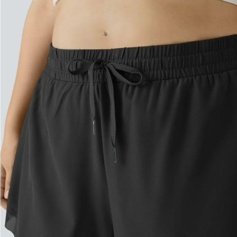 Halara 2in1 Running Shorts Mid Rise Drawstring Mesh Contrast Black S(4-6) NWT - Image 4