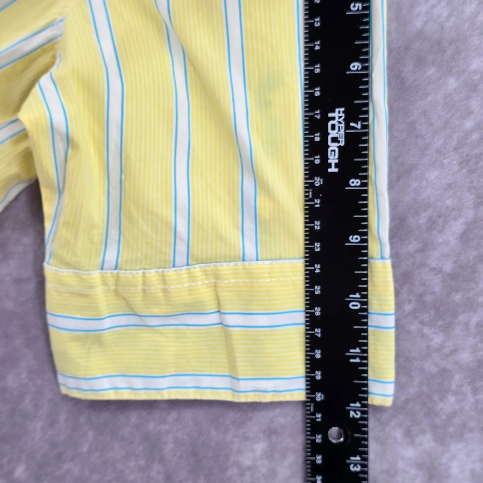 Yellow Stripe Vacation Beach Preppy L.L. Bean Cotton Butterfly Classic Top Large - Image 13