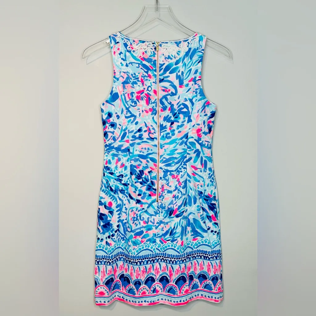Lilly Pulitzer Gabby Breakwater Tint Party Wave Blue White Shift Dress Sz 00 NWT - Image 4