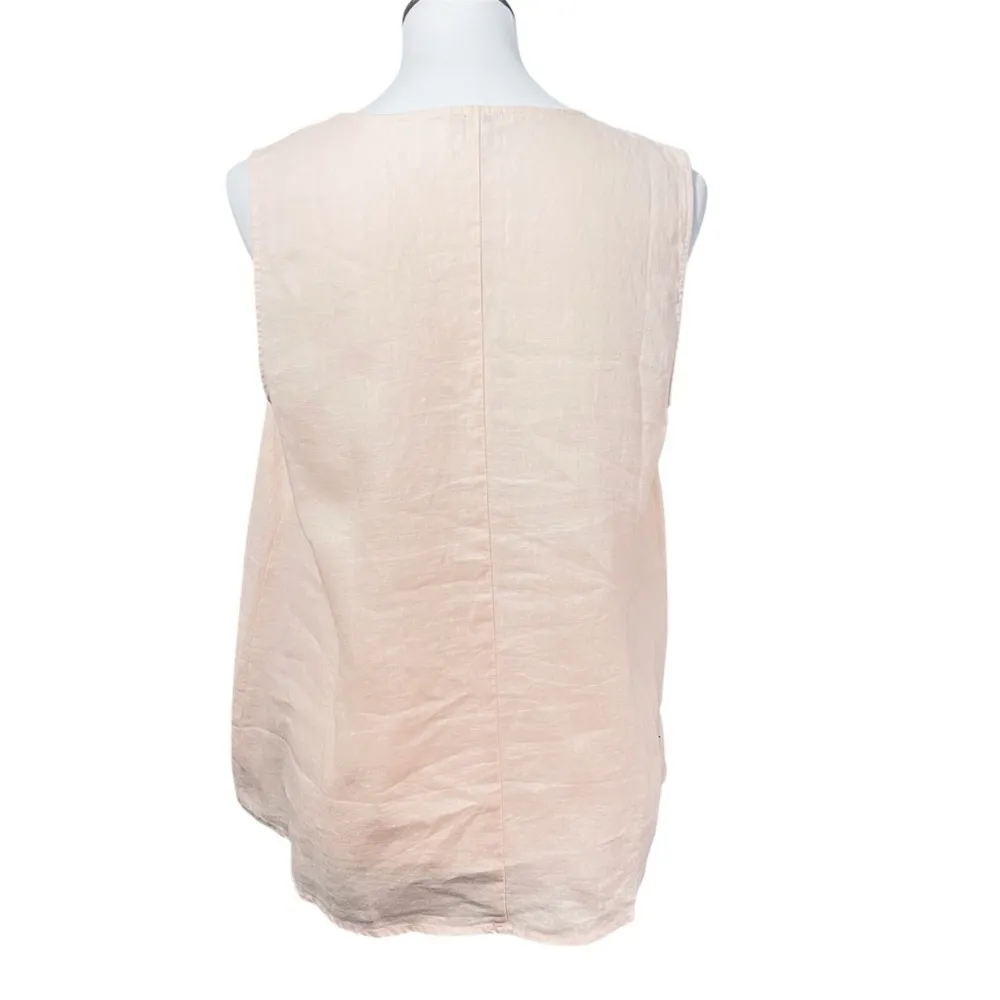 Cremieux 100% linen peach tank with lace up bodice size M - Image 4