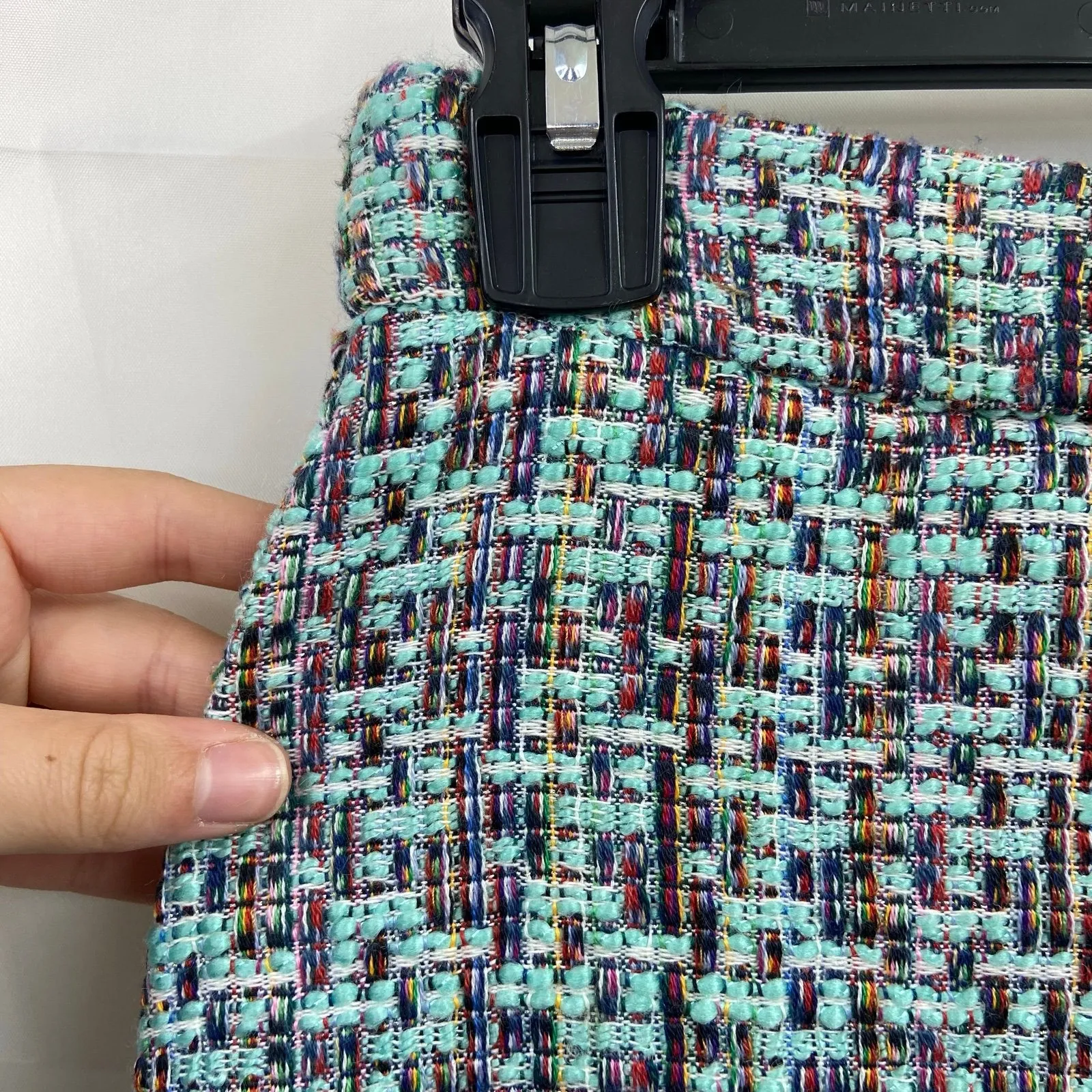 NEW Gracia women's tweed knit turquoise multicolor lined zip pencil skirt medium - Image 2