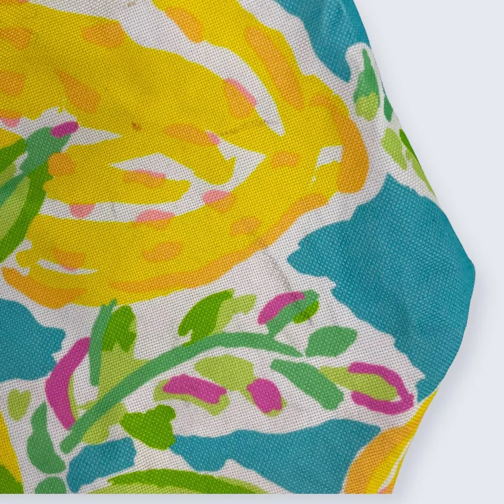 x Estée Lauder Yellow Lemons Blue Green Floral Shoulder Tote Bag - Image 2