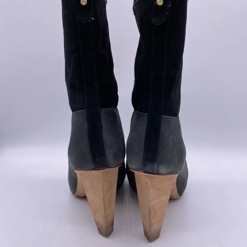 Matt Bernson two tone Suede heeled boots A6 Black Size 8 - Image 2