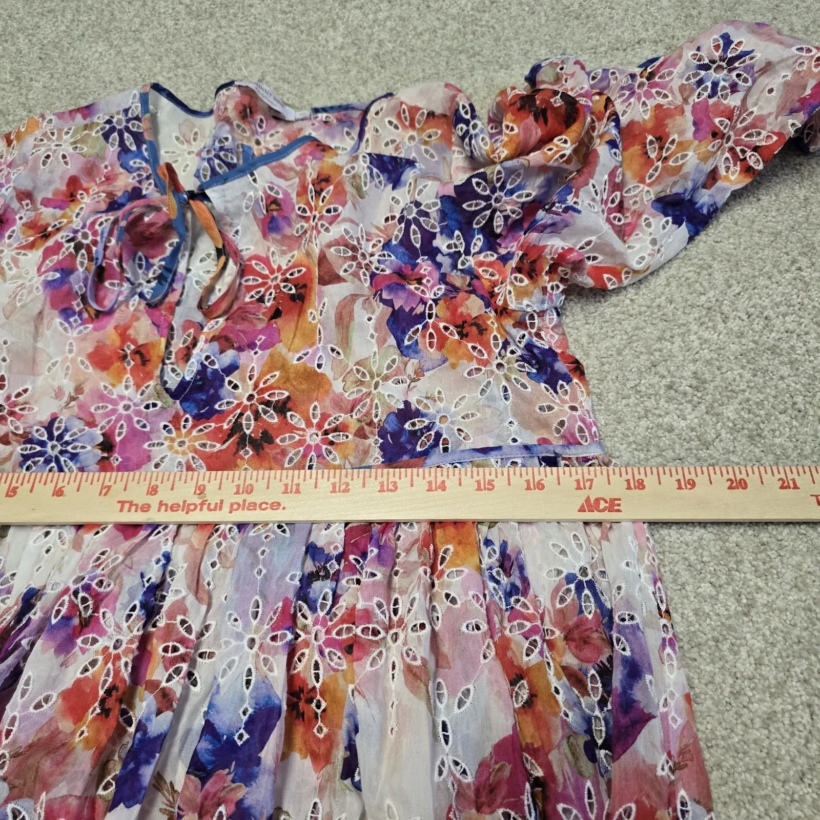 Johnny Was Summer Days Eyelet Tiered Silk Blend Midi Dress Sz XS $298 NWOT Beach - Image 7