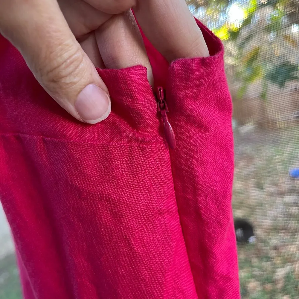 Gap Women's Tie Sleeve A-Line Linen Mini Dress Azalea Pink Size 6 - Image 8