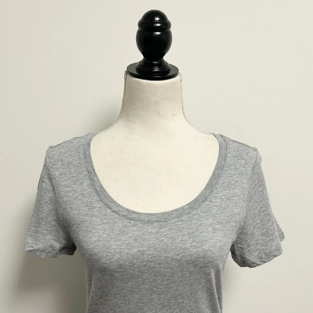 Quince Heather Grey Scoop Neck Short Sleeve Modal Cotton Blend T Shirt Small New - Image 2
