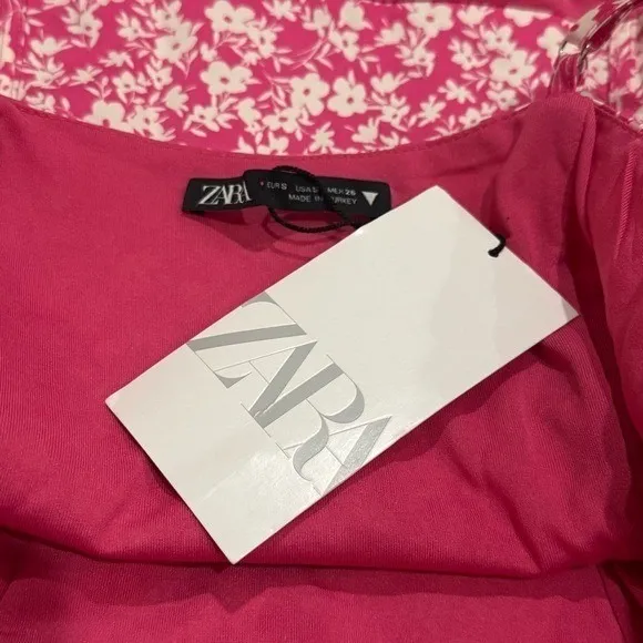 NEW Zara Pink and White Floral Pink Sweetheart Corset Bodysuit Women's Size S - Image 9