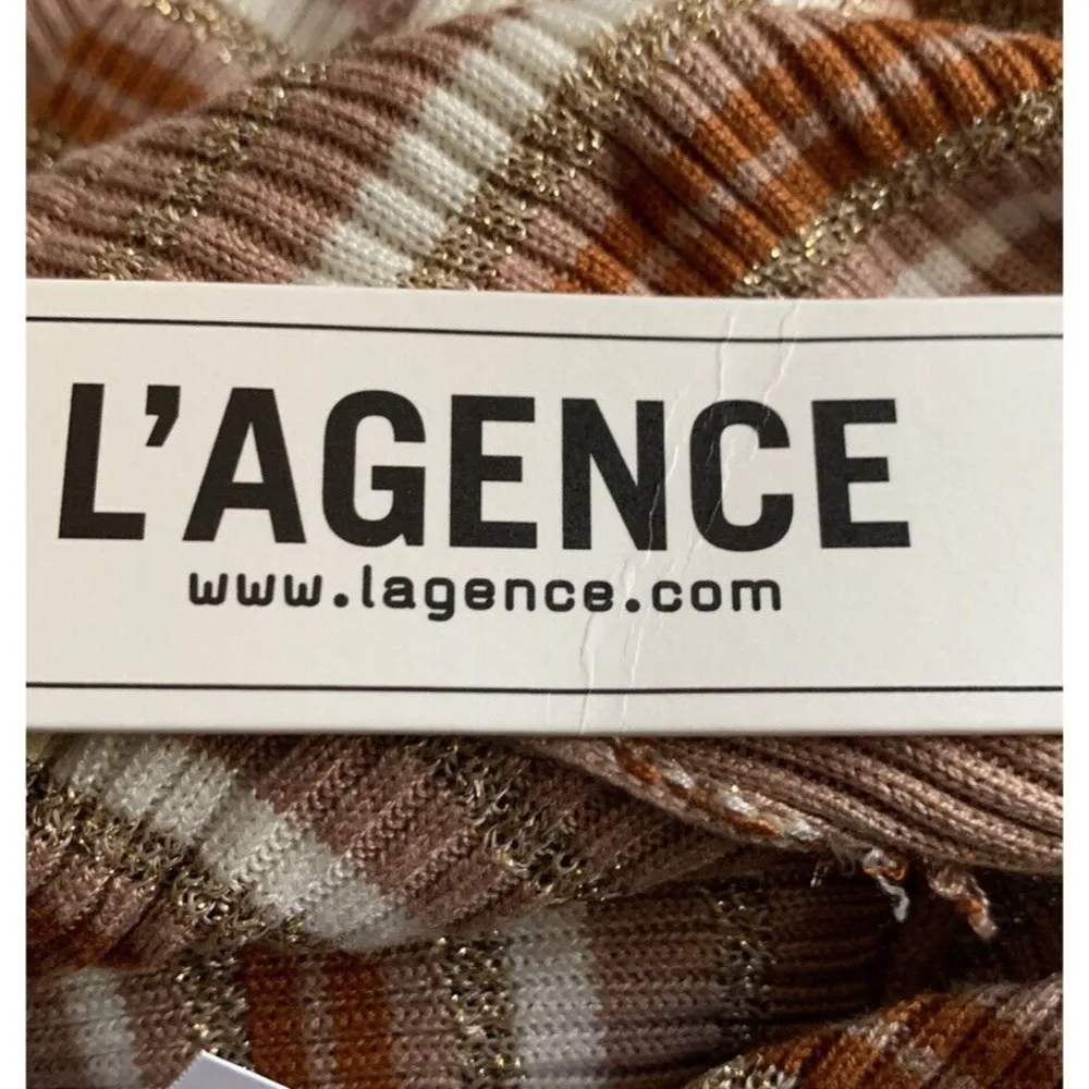 L'AGENCE Mirija Pink White Gold Metallic Stripe Duster Cardigan Sweater - Image 7