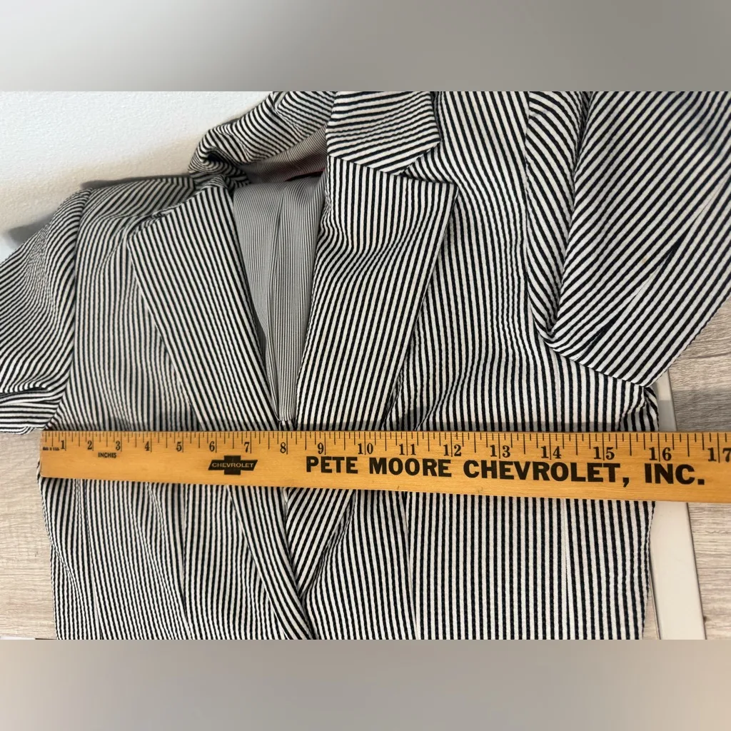 Alice + Olivia Striped Black White Blazer Single Button Cotton Blend NO SIZE TAG - Image 8