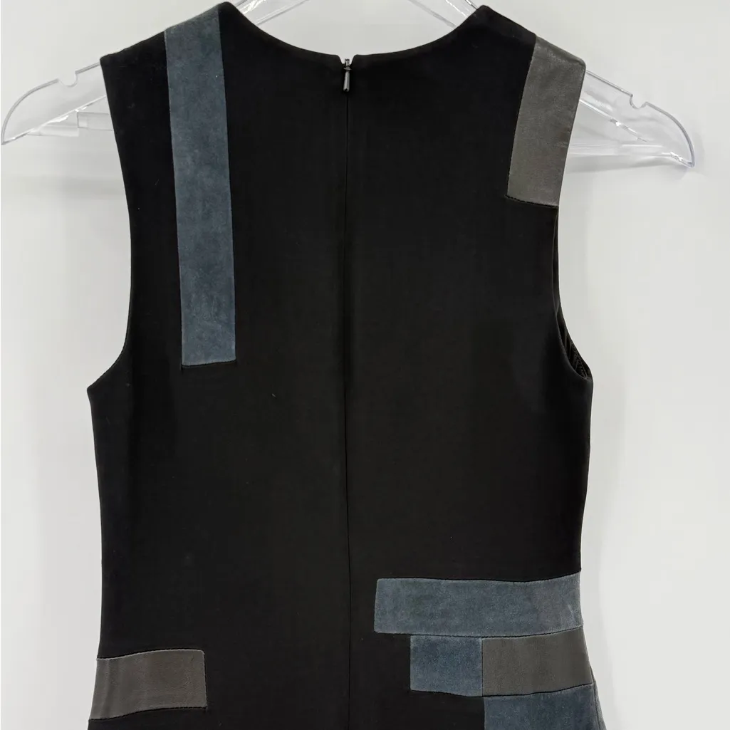 A.L.C. Leather Suede Patchwork Sheath Dress Black Navy Blue Women’s Size 4 NEW - Image 7