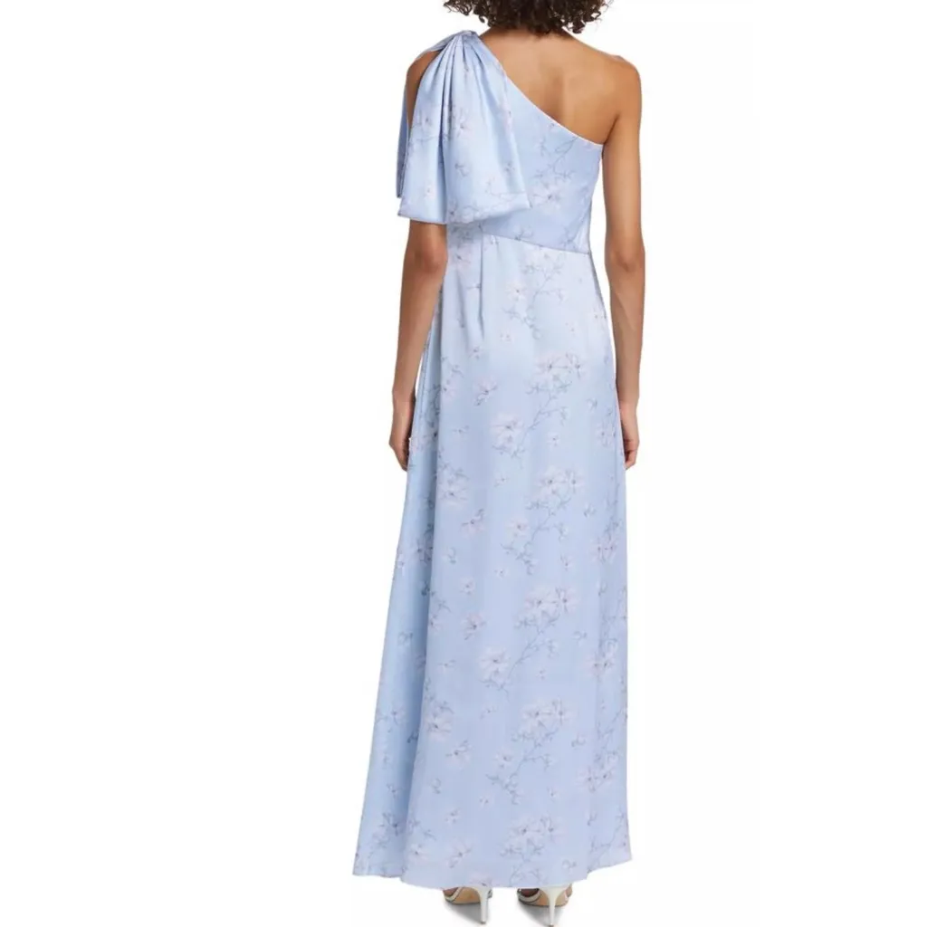 Sachin + Babi One-Shoulder Light Blue wildflowers gown Dress NEW - Image 8
