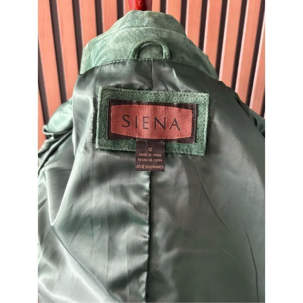 Siena Green 100% Leather Blazer Style Jacket Size 12 Green - Image 5