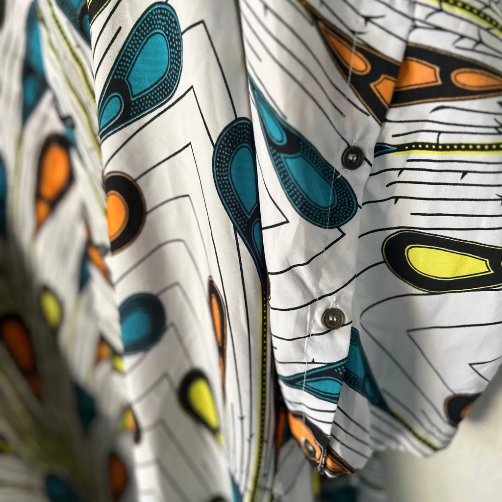 Step in style women’s peacock print Tunic Dress Colorful Patterned Midi Dress XL Blue - Image 12